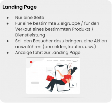 Merkmale Landing-Page