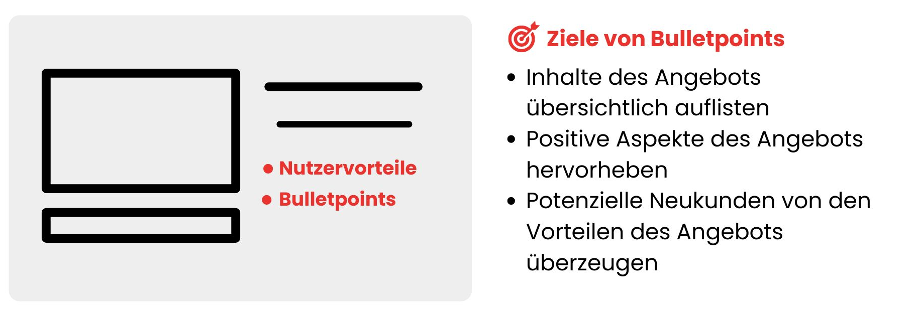 Ziele von Bulletpoints auf der Landing Page